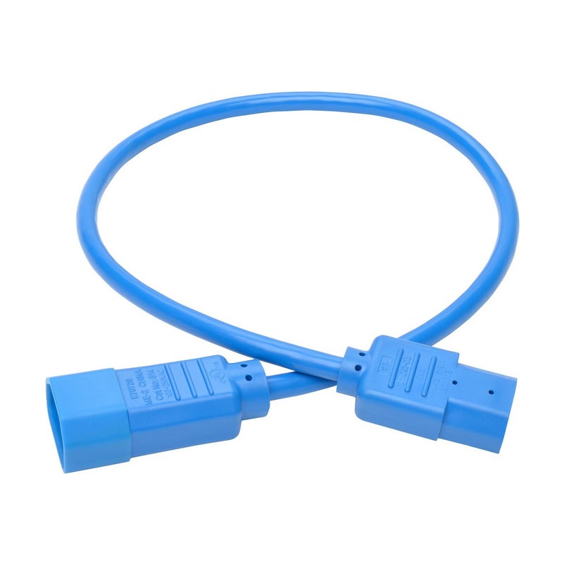Tripp Lite Standard Computer Power Extension Cord, 10A, 18 AWG (IEC-320-C14 to IEC-320-C13), Blue, 2 ft. (P004-002-ABL) - Image 2
